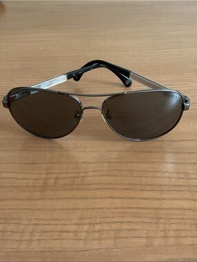 CHANEL Collector Aviator Sunglasses Black Silver Metal Frame w/ Case